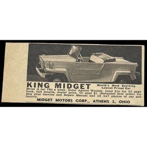 King Midget Motors Mini Print Ad Vintage 1963 Cars Auto Athens OH